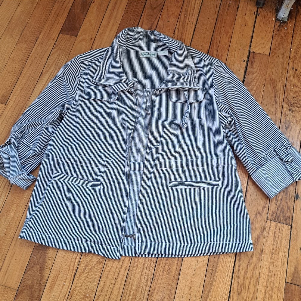 Patchington Navy and White Striped Blazer